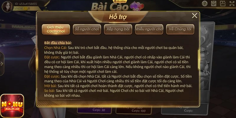 Quy tắc chơi bài cào đơn giản trên Nohu65